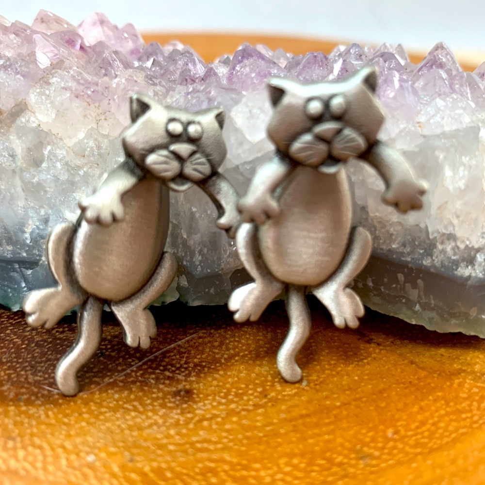 Vintage Kitty Cat Earrings By JJ Retro 1980’s